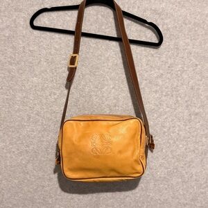 Loewe Yellow/Tan and Brown Leather Crossbody Bag